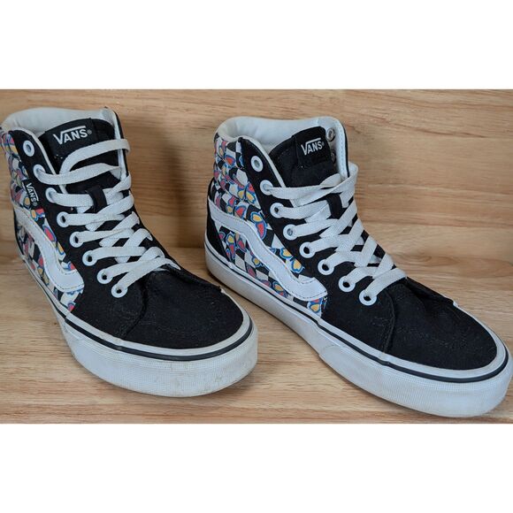 Vans Sk8-Hi Women’s 6 Black White Checkerboard Butterfly High Top Sneakers - Picture 3 of 9